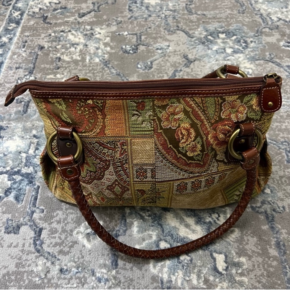 Fossil Vintage Tapestry Floral Patchwork Shoulder Purse - Picture 11 of 11